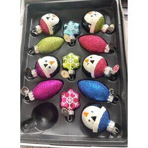 Christopher Radko Celebrations Christmas Ornaments Set Of 11 Glitter Penguin & B